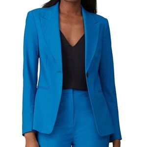 Diane Von Furstenberg Heller One Button Wool Blazer Blue Sz 0